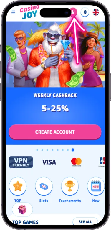 Casino Joy registration button