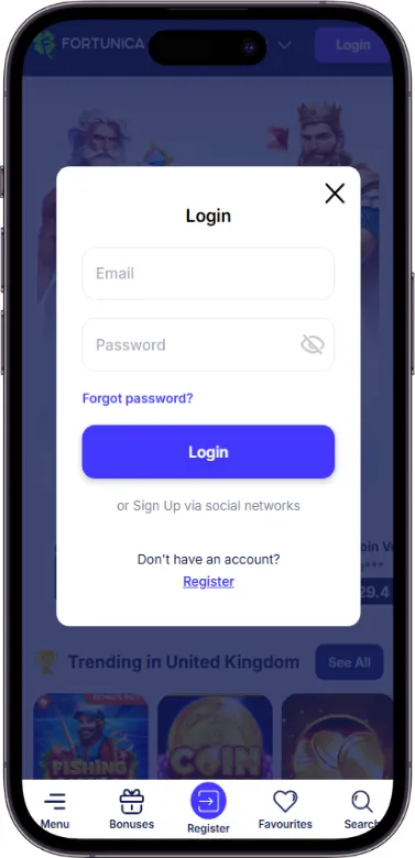 fortunica register form