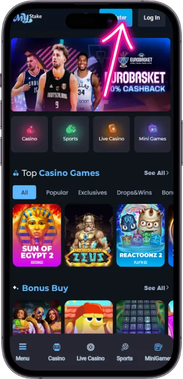 MyStake Casino registration