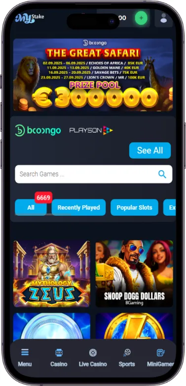 MyStake Casino slots page