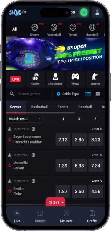 MyStake Casino sports category
