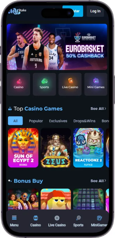MyStake Casino homepage