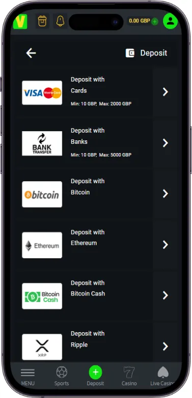 Velobet deposit