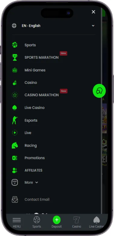 Velobet menu
