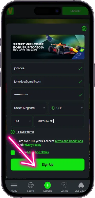 Velobet Complete Registration