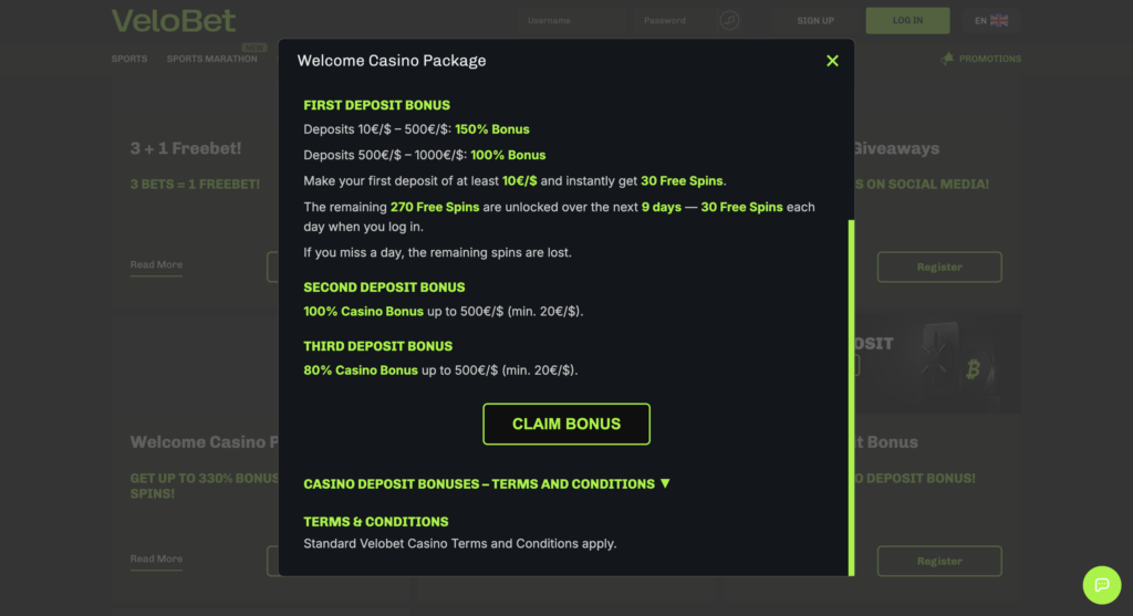 Welcome Offer Velobet
