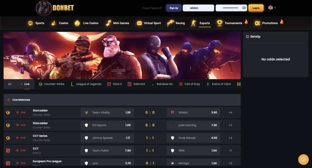Esports Betting Donbet